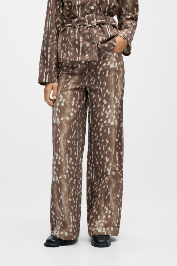 Object Broek OBJBELMA MW LO PANT E AW FAIR 25 23048881 COCOA BROWN/CLOUD DANCER BLACK