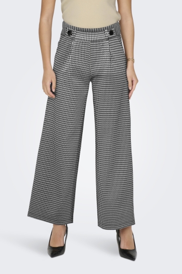 Jacqueline de Yong Broek JDYGEGGO MIA LONG CHECK PANT JRS NO 15242797 CLOUD DANCER/BLACK