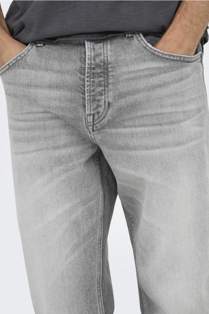 Only & Sons grijze heren jeans | Close up
