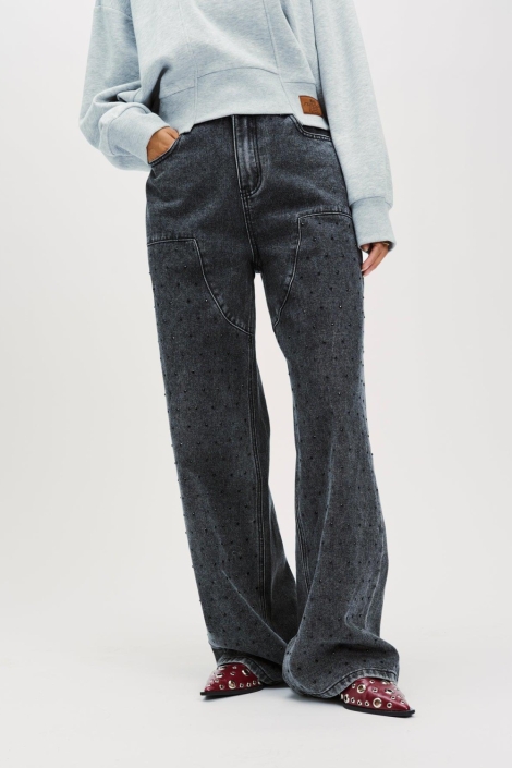 Refined Department grijze dames jeans | Model vooraanzicht