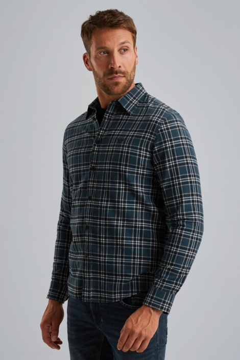 PME legend blauwe heren overhemd | Model zijaanzicht