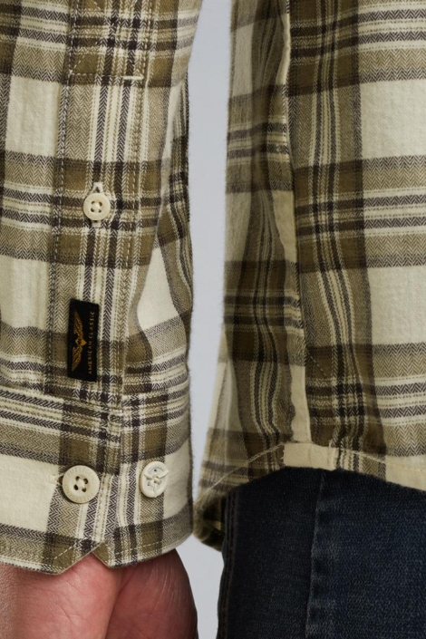 PME legend beige heren overhemd | Close up