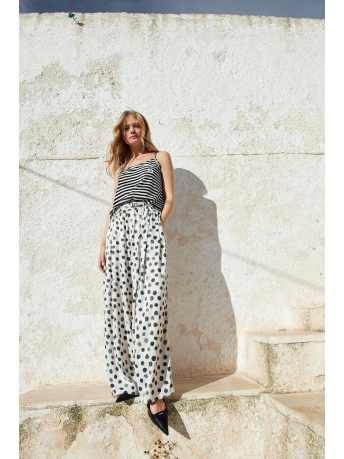 10 Days Broek SATIN WIDE PANTS PAINTED DOT 20 041 3202 1078 LIGHT SAFARI