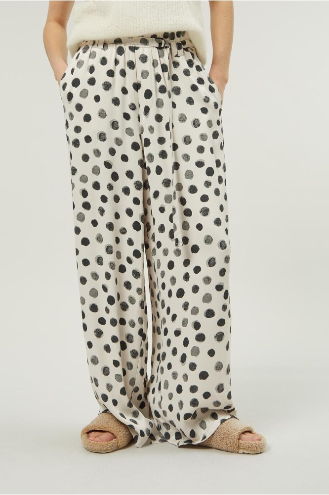 SATIN WIDE PANTS PAINTED DOT 20 041 3202 1078 LIGHT SAFARI