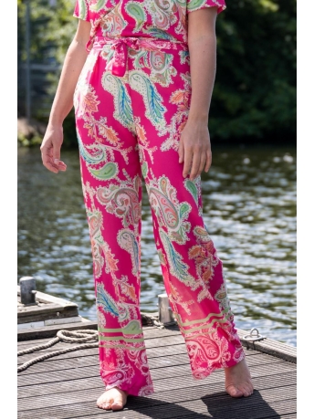 FOS Amsterdam Broek RIKKI PAISLEY AQUAREL 6232 640 FUCHSIA
