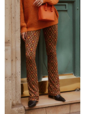 Lofty Manner Broek TROUSER NELL OK38 470 Green Ikat Print