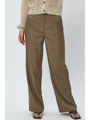 Minus Broek BINA HIGH WAISTED WIDE LEG PANT MI5570 5944 ERMINE BROWN