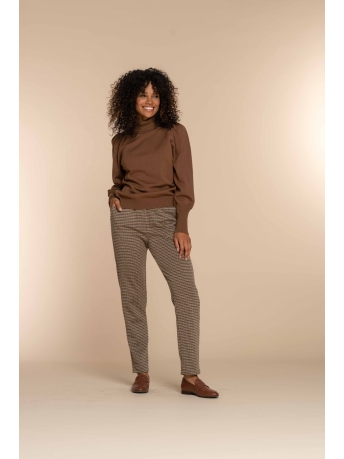 Geisha Broek Pants check 31552-60 720 sand/black/cognac