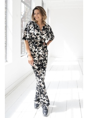 Zoso Broek EMMY PRINTED CREPE PANT 234 0000-0009 BLACK TAUPE