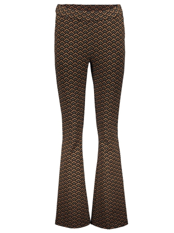 Geisha Broek FLARED BROEK MET PRINT 31651 20 760 Tabacco Black Combi