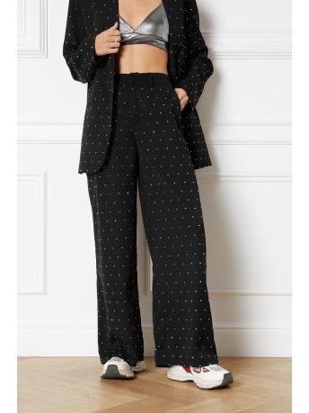 Refined Department Broek WOVEN STUDDED WIDE LEG R2311151387 999 BLACK
