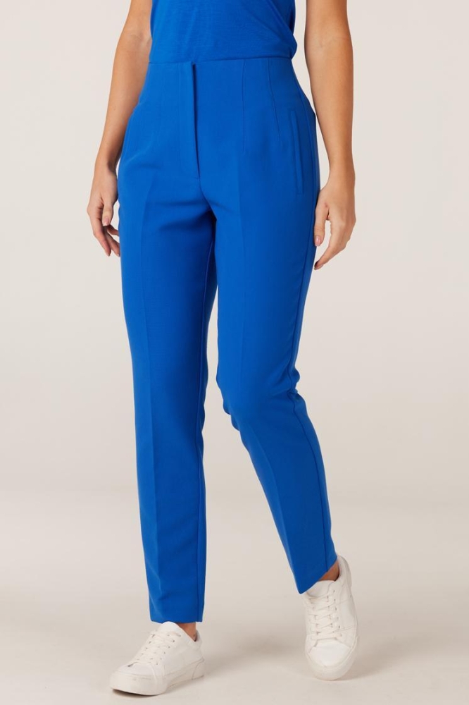 ISA SS24 WQ440 WOVEN H WAISTED ANKLE PANTS 000730 BLUE
