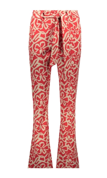 LINDSY PRINTED TRAVEL FLAIR TROUSER 241 0019/0007 RED/SAND