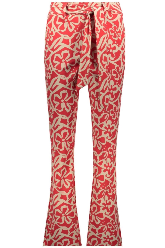 LINDSY PRINTED TRAVEL FLAIR TROUSER 241 0019/0007 RED/SAND