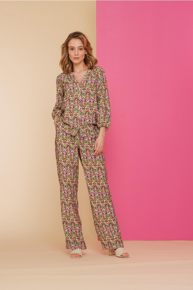 BROEK MET PRINT 41400 20 Purple/Sand combi