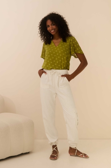 Lofty Manner Broek TROUSER EVELINA QC36 100 white