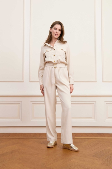 Lofty Manner Broek JUMPSUIT MARIE QG23 101 off white