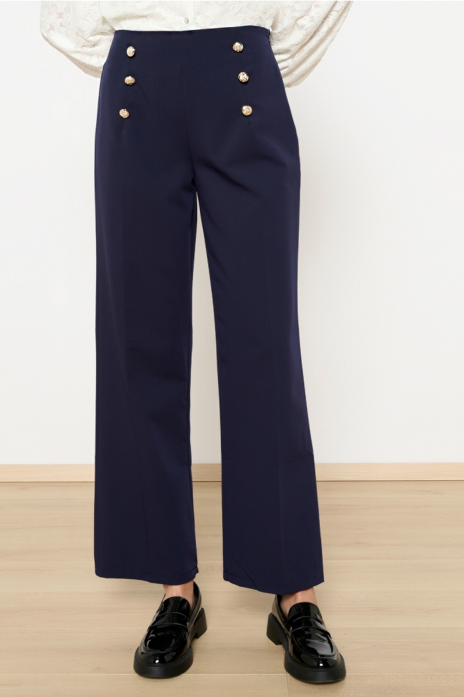 LolaLiza blauwe dames broek | Model vooraanzicht