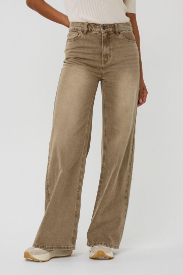 EsQualo Jeans TROUSERS WIDE LEG GARMENT DYE F25 12504 188 light caramel