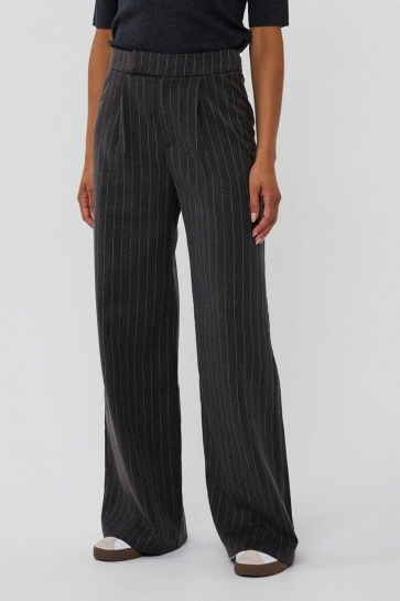 EsQualo TROUSERS HIGH WAIST STRIPE STUDS F25 10517 DARK GREY MELANGE