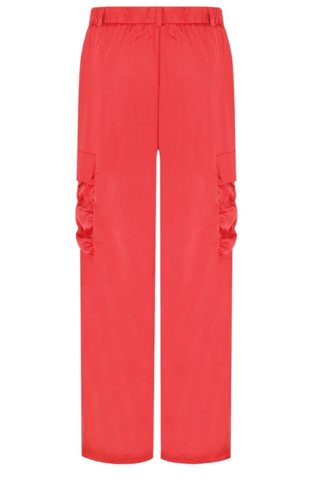 Fluresk roze dames broek | Achteraanzicht