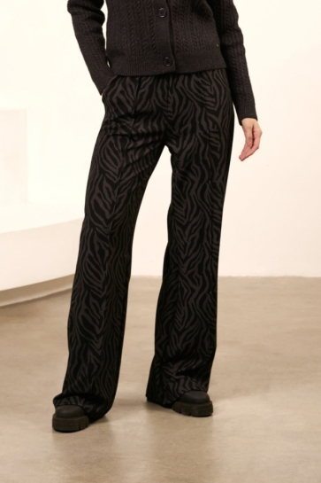 Lofty Manner TROUSER IDA GREY ZEBRA PRINT