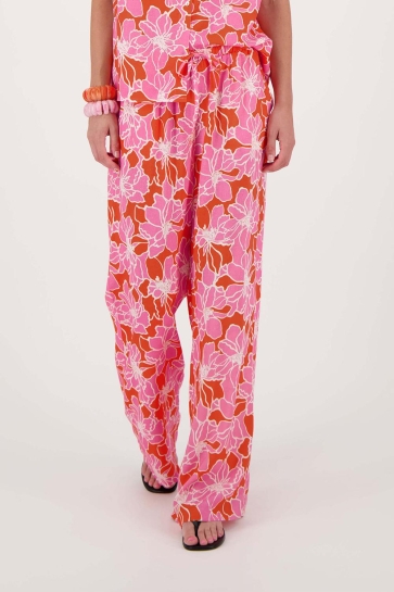 Zusss Broek BROEK MET BLOEMEN PRINT 0303-068 7191 FEL ROZE/ORANJE