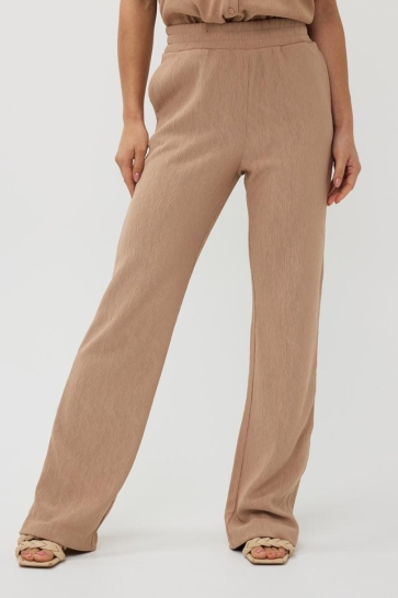 EsQualo Broek TROUSERS FANCY CRINKLE SP25 30017 183 Dark Sand