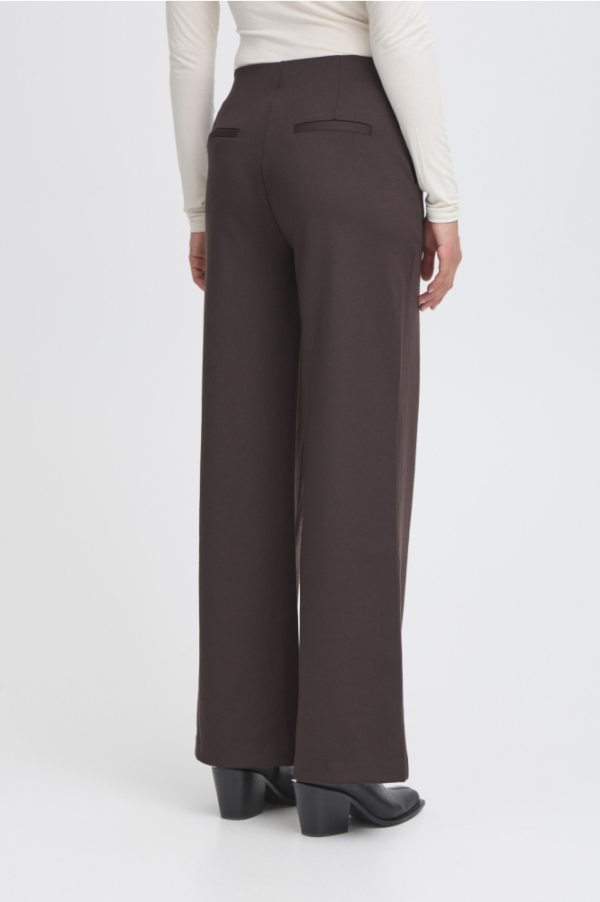Ichi bruine dames broek | Model achteraanzicht