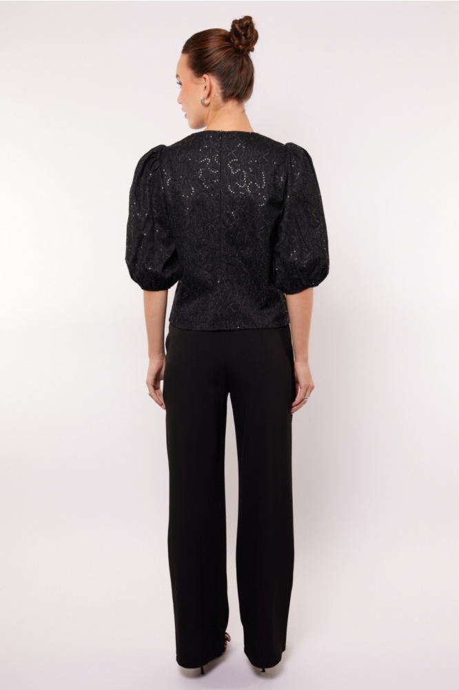 Fluresk zwarte dames broek | Model