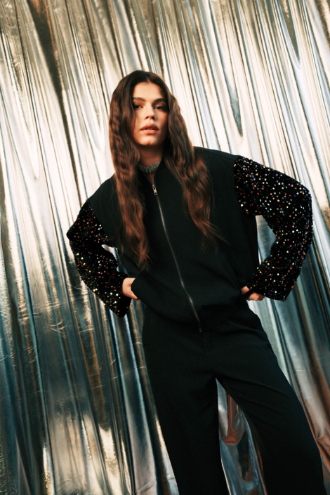 Fluresk zwarte dames broek | Sfeerbeeld, In situatie