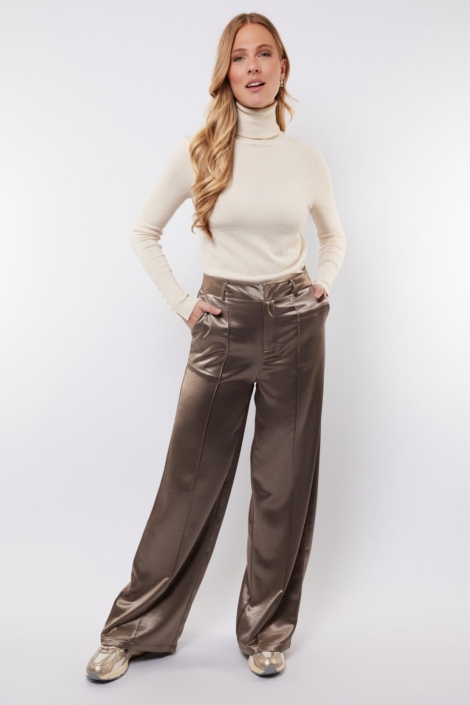 C&S The Label bronzen dames broek | Model vooraanzicht