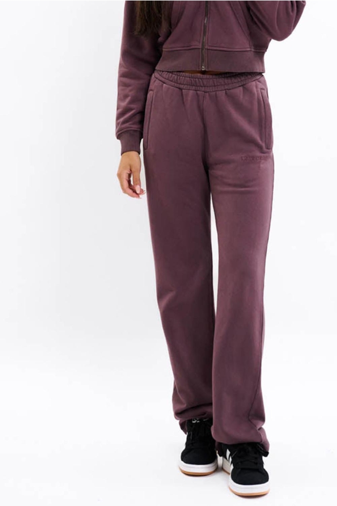 Malelions paarse dames broek | Model vooraanzicht