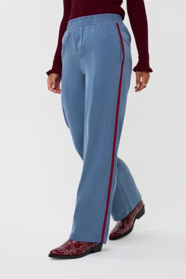 Ydence Broek PANTS ZIZI F25N 76128 10173 DENIM BLUE/BURGUNDY