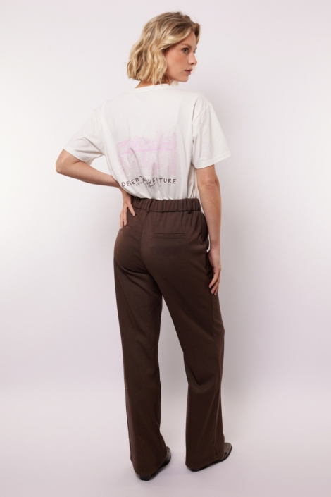 Fluresk bruine dames broek | Model achteraanzicht