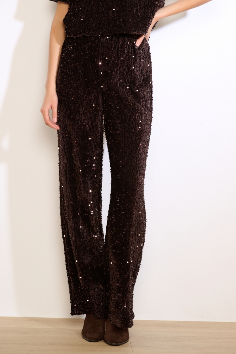 LolaLiza bruine dames broek | Model vooraanzicht