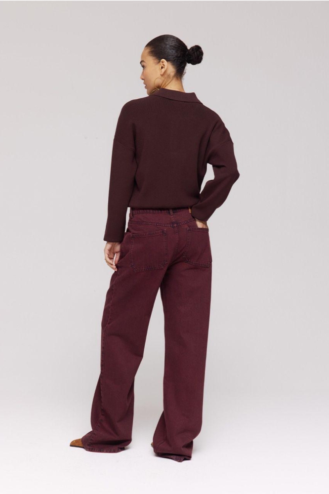 Harper & Yve bordeaux dames broek | Model