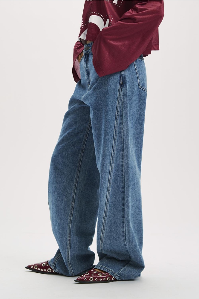 Refined Department blauwe dames jeans | Model zijaanzicht