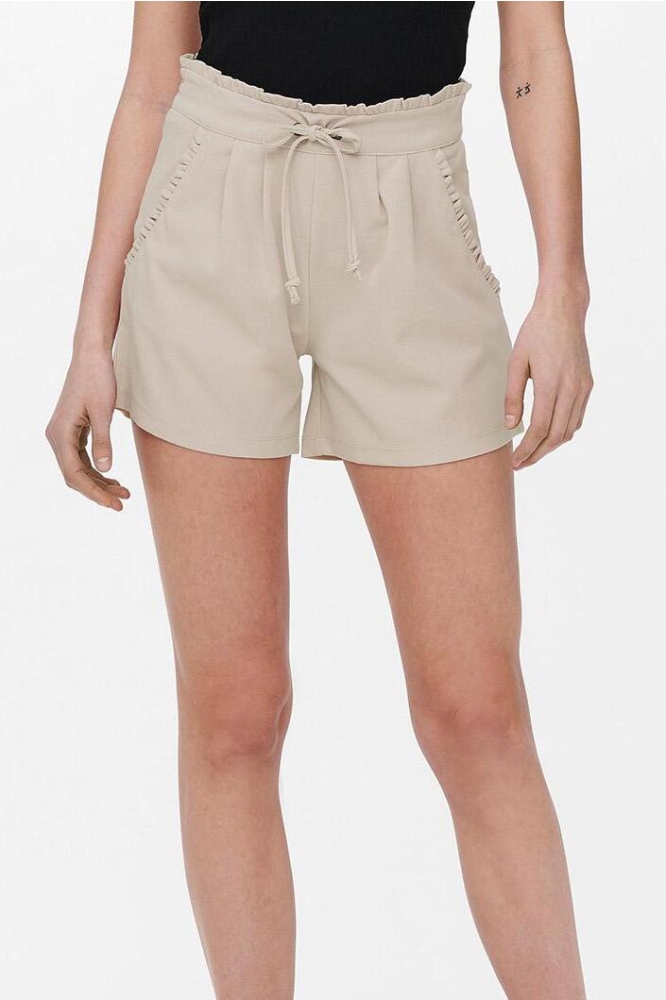 Jacqueline de Yong beige dames korte broek | Model vooraanzicht