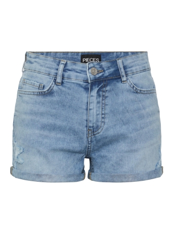 Pieces Broek PCKIGGY MW FOLD UP DESTROY SHORTS L 17138449 LIGHT BLUE DENIM