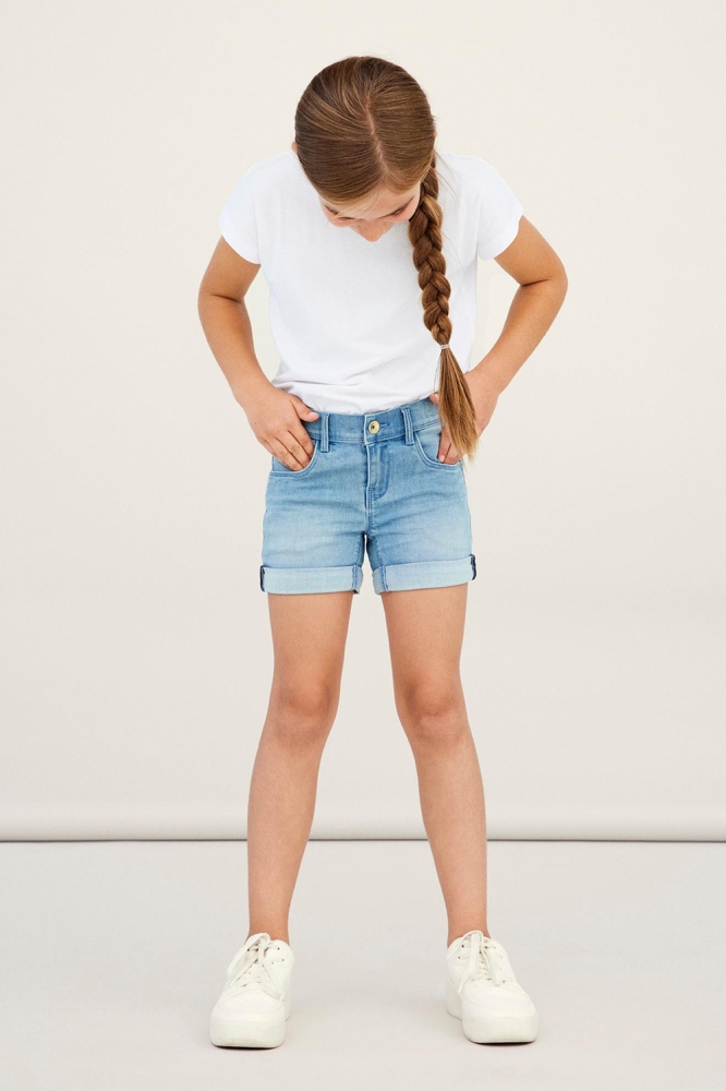 NKFSALLI SLIM DNM SHORTS 5221-TA NO 13197317 Light Blue Denim