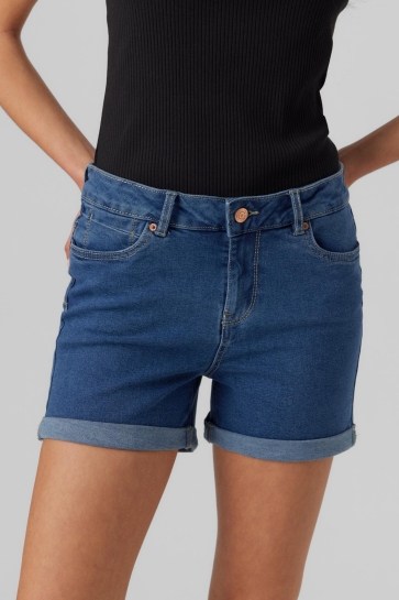 Vero Moda Broek VMLUNA MR FOLD SHORTS MIX GA NOOS 10279489 Medium Blue denim