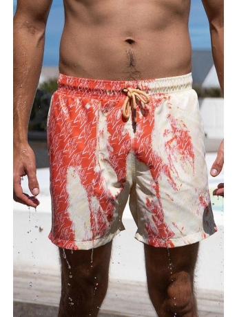 Sea`sons Broek SWIMSHORTS PATTERN 23SW7PCY CORAL YELLOW