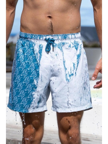 Sea`sons Broek SWIMSHORTS PATTERN 23SW6PBW BLUE WHITE