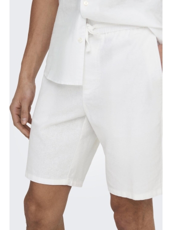 Only & Sons Broek ONSLINUS 0007 COT LIN SHORTS NOOS 22024967 Bright White