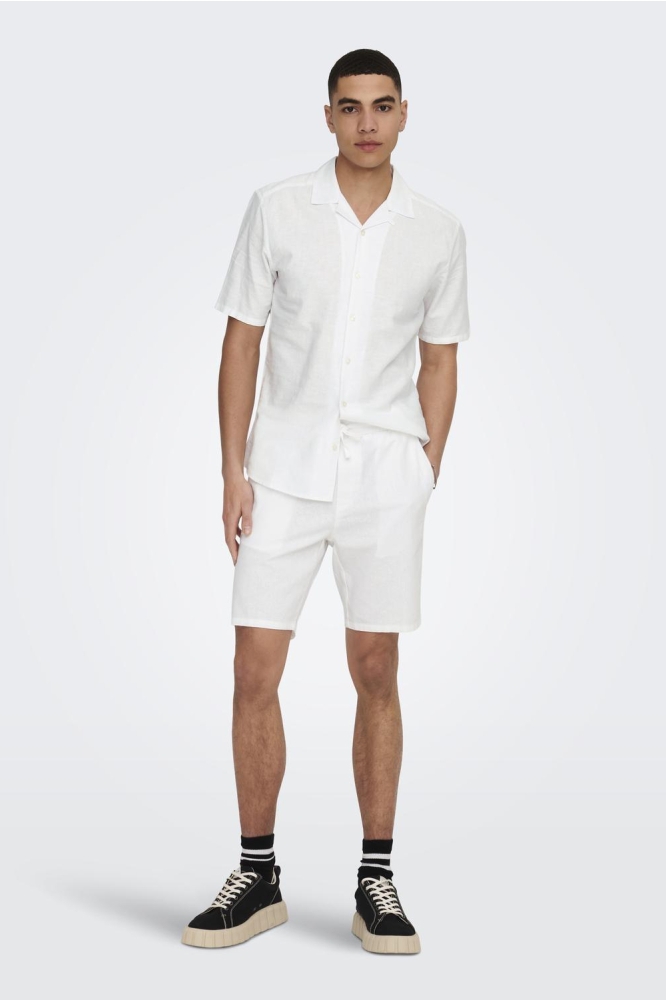 ONSLINUS 0007 COT LIN SHORTS NOOS 22024967 Bright White