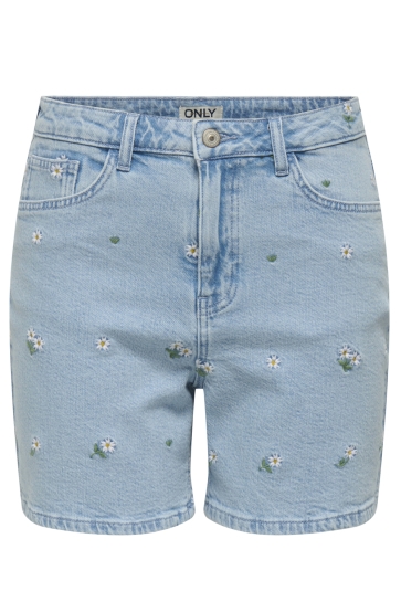 Only Broek ONLJOSEPHINE STRETCH SHORTS EMB DNM 15357588 Light Blue Denim/EMB