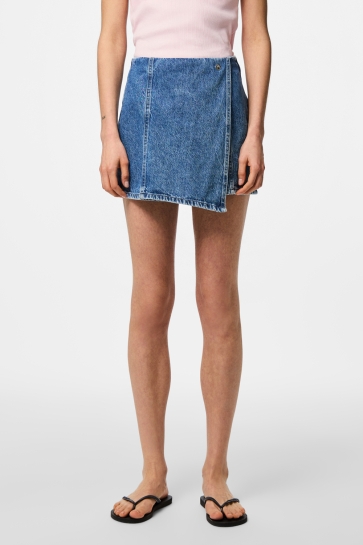 Pieces Broek PCFILUM MW DENIM SKORT 17159297 MEDIUM BLUE DENIM