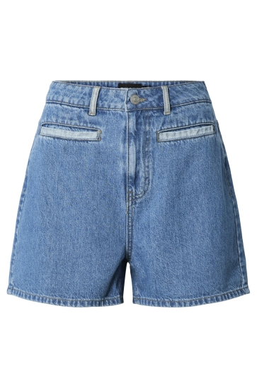 Pieces Broek PCFIE HW PATCHWORK DENIM SHORTS 17159215 DARK BLUE DENIM
