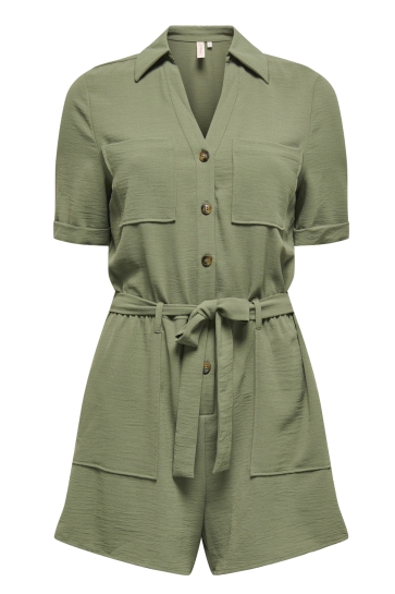 Only Broek ONLMACHA LIFE SS CARGO PLAYSUIT WVN 15349778 FOUR LEAF CLOVER